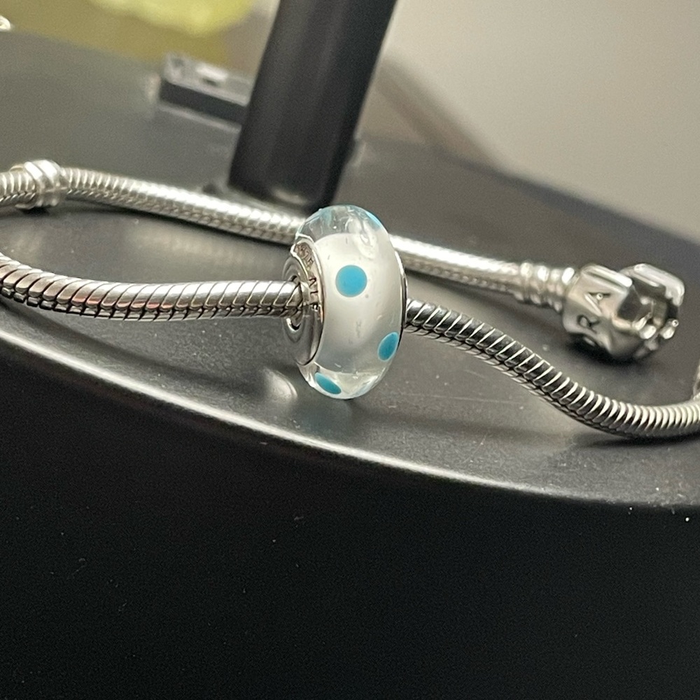 Authentic Pandora Blue Polka Dot Glass Bead